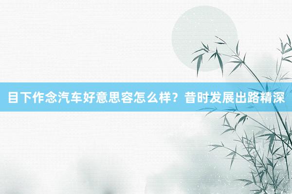 目下作念汽车好意思容怎么样？昔时发展出路精深